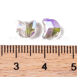 100個の電気メッキガラスビーズ  猫の形  多面カット  ライトグレー  7x6x4.5mm  穴：1mm  100個/セット&nbsp;EGLA-P060-01A-HR02