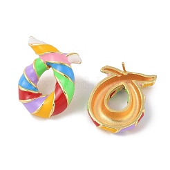 女性用真鍮エナメルツイストスタッドピアス  鉛フリー＆カドミウムフリー  18KGP本金メッキ  カラフル  24.5x19.5mm&nbsp;EJEW-Q389-02G-04