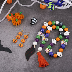 17 Style Painted Natural Wood Beads&nbsp;WOOD-KS0001-17