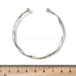 ウェーブ合金カフバングル  女性用オープンバングル  プラチナ  内径：2-1/4インチ（5.6cm）&nbsp;BJEW-L701-04P