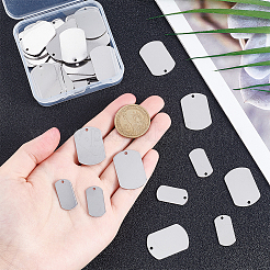 30セット201ステンレス鋼スタンプブランクタグペンダント  レーザー切断  長方形のチャーム  ステンレス鋼色  30x20x1mm  穴：1.8mm  2個/セット&nbsp;STAS-UN0060-51
