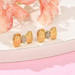 304ステンレススチールマイクロパヴェクリアキュービックジルコニアスタッドピアス  蝶結び  18KGP本金メッキ  9x16.5mm&nbsp;EJEW-I318-01G-02