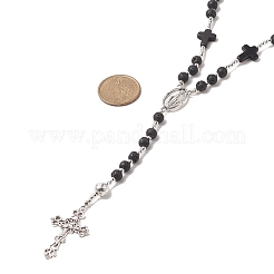 Natural Lava Rock & Synthetic Turquoise Rosary Bead Necklace&nbsp;NJEW-JN04238