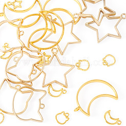 30Pcs 6 Styles Zinc Alloy Open Back Bezel Pendants&nbsp;FIND-TA0009-54