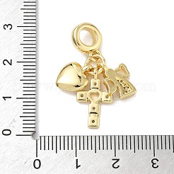 Brass Micro Pave Clear Cubic Zirconia European Dangle Charms&nbsp;KK-K368-33G