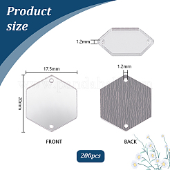 ミラー効果のあるアクリル縫い付けラインストーン200個  20x17.5x1.2 穴リンク  服飾材料  六角  1.2mm  穴：[1]mm&nbsp;DIY-PH0021-95E
