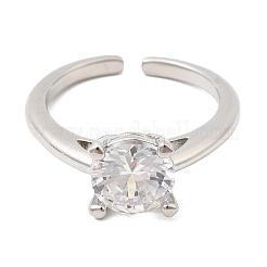 Brass Micro Pave Cubic Zirconia Cuff Open Rings for Women&nbsp;RJEW-B160-04P