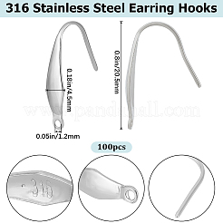 100Pcs 316 Surgical Stainless Steel Earring Hooks&nbsp;STAS-BBC0004-90