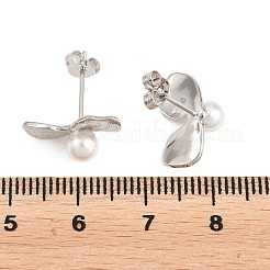 Leaf Brass Stud Earrings&nbsp;EJEW-D351-02P
