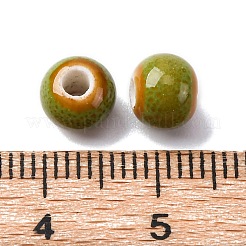手作りの陶器ビーズ  ラウンド  ダークオリーブグリーン  6~7x5~6mm  穴：2mm&nbsp;PORC-D300-A40