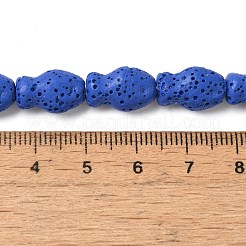 天然溶岩岩ビーズ連売り  魚  染め  ブルー  14x9x7mm  穴：1.2mm  約28個/連  15.55''（39.5センチメートル）&nbsp;G-U007-01E