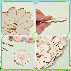 30Pcs 5 Styles Unfinished Wood Pendant Decorations&nbsp;WOOD-AR0001-53