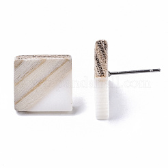 Opaque Resin & Wood Stud Earrings&nbsp;EJEW-N017-005A-B06