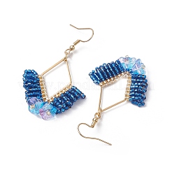 Braided Glass & 201 Stainless Steel Dangle Earrings&nbsp;EJEW-MZ00159-02