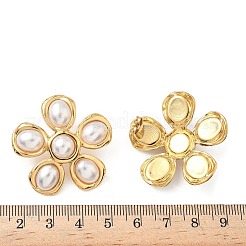 女性用フラワー304ステンレススチールプラスチックイミテーションパールスタッドピアス  ゴールドカラー  35.5x35mm&nbsp;EJEW-G444-04G