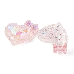 Transparent Epoxy Resin Heart with Bowknot Decoden Cabochons&nbsp;CRES-M034-07B