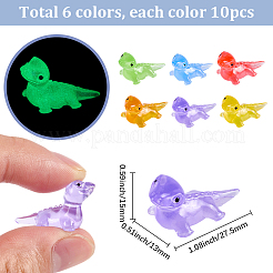 60Pcs 6 Colors Luminous Resin Lizard Figurines&nbsp;DJEW-SP0001-12