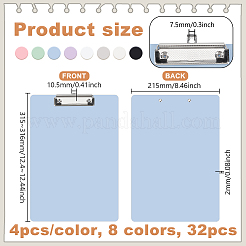 32Pcs 8 Colors Rectangle PP Plastic Clipboards&nbsp;AJEW-WA0001-67