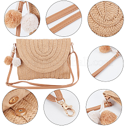 Women's Straw Knitted Bag&nbsp;AJEW-WH0348-18