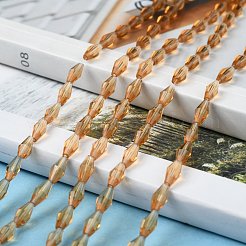 透明ガラスビーズ  多面カット  双円錐形  ペルー  8x4mm  穴：0.8mm  約70個/連  22.99''（58.4センチメートル）&nbsp;GLAA-P001-01A-01