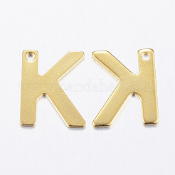 304ステンレススチールチャーム  文字.k  18KGP本金メッキ  11x9x0.8mm  穴：1mm&nbsp;X-STAS-P141-K