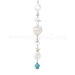 Synthetic Turquoise Starfish Turtle Beads Hanging Suncatchers&nbsp;HJEW-JM03446