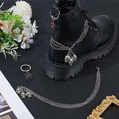 4Pcs 3 Styles Brass Boot Strap Chains & Alloy Siam Rhinestone Shoes Charms Sets&nbsp;HJEW-BM0001-12