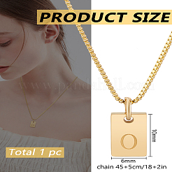 1Pc Stainless Steel Letter Rectangle Pendant Necklaces&nbsp;NJEW-LP0001-34O-G