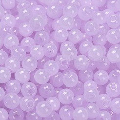 模造翡翠ガラスシードビーズ  ラウンド  ライラック  4.5x4mm  穴：1mm  約4500個/ポンド&nbsp;SEED-C001-02C-02