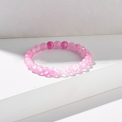 女の子の女性のための8mmキャンディーカラーラウンドクラックルガラスビーズストレッチブレスレット  ミックスカラー  内径：2インチ（5.2cm）  ビーズ：8mm&nbsp;BJEW-JB07180
