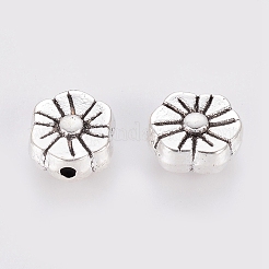チベット風合金ビーズ  鉛フリー＆カドミウムフリー  花  アンティークシルバー  8.5x7x3.5mm  穴：1.5mm&nbsp;LF10884Y