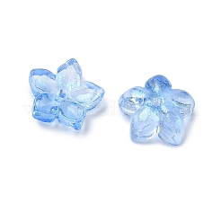 染色・加熱ガラスビーズキャップ  5  - 花びらの花  ライトスカイブルー  9x9.5~10x3.8mm  穴：1mm&nbsp;GLAA-Z019-02N