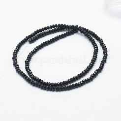 オペークガラスビーズ連売り  多面カット  ロンデル  ブラック  2.5x1.5mm  穴：0.5mm  約135~140個/連  26~27cm&nbsp;X-EGLA-J144-NB02