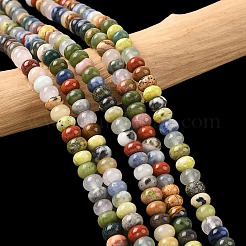 ミックス天然石ビーズ連売り  ロンデル  染めと未染色の混合  6x4mm  穴：1.2mm  約91個/連  15.04''（38.2センチメートル）&nbsp;G-A280-A01-01
