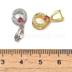 Rack Plating Brass Micro Pave Clear Cubic Zirconia Ice Pick Pinch Bails&nbsp;KK-K340-18