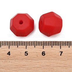 シリコンビーズ  ポリゴン  多面カット  レッド  11x15mm  穴：2mm&nbsp;SIL-E011-01D