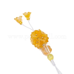 ガラスのペンダントの飾り  編組ナイロン糸で  花  ゴールド  144mm&nbsp;HJEW-TA00321-01