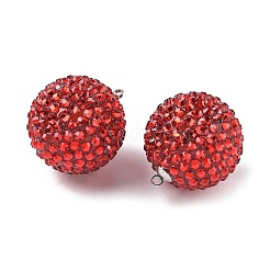 アクリルと樹脂のラインストーンペンダント  ラウンド  レッド  29.5x26mm  穴：2mm&nbsp;FIND-Z092-04