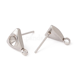 変色しない304ステンレススチールスタッドピアス金具  316個の外科用ステンレス鋼ピンと垂直ループ付き  尖ったバックラインストーン用  三角形  ステンレス鋼色  10x8.5mm  穴：1.6mm  ピン：0.7mm  トレイ：4mm&nbsp;LS-STAS-P308-06P