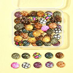 60Pcs Animal Skin Printed Glass Cabochons&nbsp;GGLA-FS0001-15
