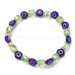 5Pcs 5 Style Natural Banded Agate & Lampwork Evil Eye & Seed Beaded Stretch Bracelets Set&nbsp;BJEW-JB09616-03