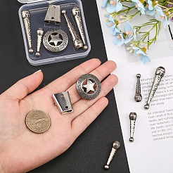DIY ボロタイジュエリー作成検索キット  アイアンボロタイスライドクラスプ付き  亜鉛合金スライドクラスプ＆コードエンド  コーン＆スターシェイプ  アンティークシルバー＆プラチナ  12個/箱&nbsp;DIY-CA0005-42AS