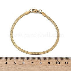 イオンプレーティング（IP）304ステンレススチールヘリンボーンチェーンブレスレット  カニカン付き  ゴールドカラー  7-1/4インチ（18.5cm）  3mm&nbsp;BJEW-P236-15G