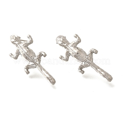 真鍮製スタンドピアス  ヤモリ  プラチナ  35x14.5mm&nbsp;EJEW-B118-02P