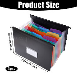 長方形 13コンパートメント PPプラスチック製ハンギングファイルフォルダー  ブラック  333x269x18.5mm&nbsp;OFST-WH0004-147