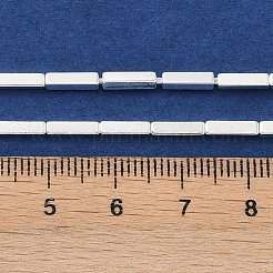 電気めっき合成非磁性ヘマタイト ビーズ 連売り  直方体の  銀メッキ  8x2x2mm  穴：1mm  約51個/連  16.22''（41.2センチメートル）&nbsp;G-U003-05