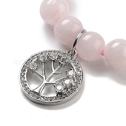 Natural Rose Quartz Round Beaded Chakra Stretch Bracelets&nbsp;BJEW-K251-01G