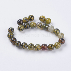 Natural Dragon Veins Agate Beads Strands&nbsp;G-G515-8mm-02B