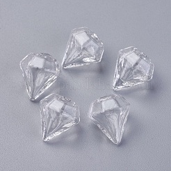 ダイヤモンド型の手作り吹きガラスボトル  DIYガラスバイアルペンダントチャーム用  透明  16~17x15mm  穴：2~3.5mm&nbsp;GLAA-WH0015-06