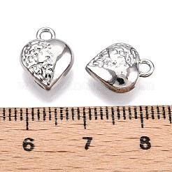 ラックメッキ合金ペンダント  ハートチャーム  プラチナ  12x9.5x4.5mm  穴：1.6mm&nbsp;FIND-N005-08P